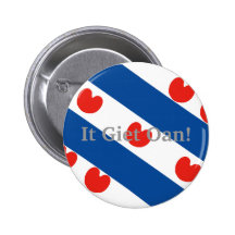 Det Giet Oan! Den Fryslan flagga knäppas Knappar