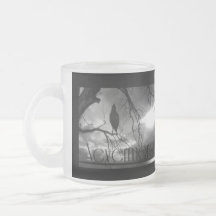 Det korpsvart - Nevermore Sunbeams & träd B&W Kaffe Koppar