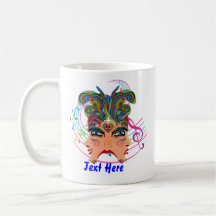 Det Mardi Gras partyet som clownen beskådar, antyd Kaffe Kopp