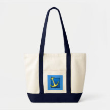 Det nautiska fartyget ankrar blått och gult tote bag