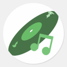 Det Retro musikrekordet & noterar grönt Klistermärken