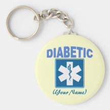 DIABETIKER KEYCHAIN MED DITT NAMN NYCKEL RING