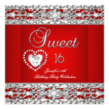 Diamant för silver för party för sweet sixteen 16  anpassningsbara inbjudningskort