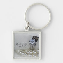 Diamant och pärlor som gifta sig Keychain Nyckel Ringar
