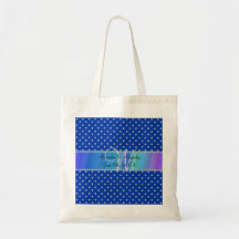 Diamanter för bröllopmonogramblått tote bags
