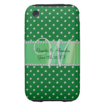 Diamanter för bröllopmonogramgrönt iPhone 3 tough fodral
