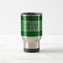 Diamanter för bröllopmonogramgrönt kaffe kopp