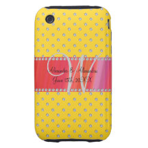 Diamanter för bröllopmonogramgult iPhone 3 tough cover