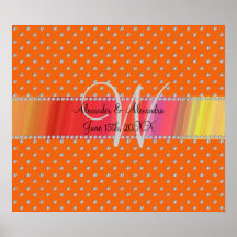 Diamanter för bröllopmonogramorange affischer