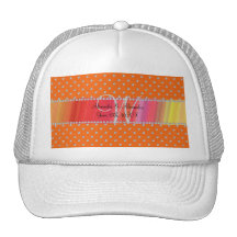 Diamanter för bröllopmonogramorange kepsar