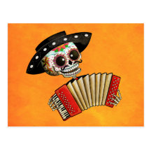 Diameter de Muertos Skelett musiker Vykort