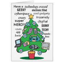 digital geeky jul för teknologi hälsnings kort