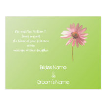 Dimmig grön rosa ConeFlower Weddding inbjudan Vykort