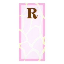 Din brevanpassningsbarMonogram. Rosa girafftryck Rackkort