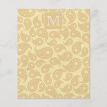 Din brevMonogram. Solbränd beige Paisley modell Flygblad Designs