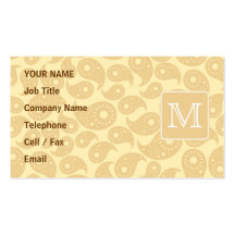 Din brevMonogram. Solbränd beige Paisley modell Visitkort Mallar