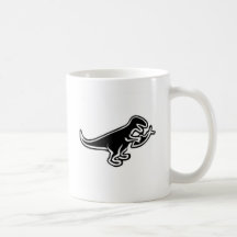 Dinosaur som äter den Jesus fisken Kaffe Koppar
