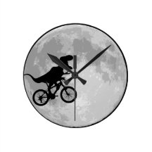 Dinosaurcykel & måne väggklocka