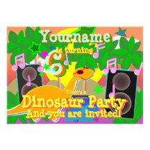dinosauren DJ för 6efödelsedagcoolan festar inbjud
