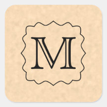 Ditt brev. Beställnings- Monogram. Svart & Parchme Klistermärke