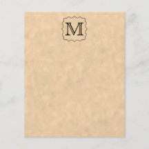 Ditt brev. Beställnings- Monogram. Svart & Parchme Personliga Flygblad