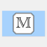 Ditt brev. Beställnings- Monogram. Svart White. fö Retangel Klistermärke