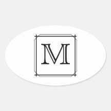 Ditt brev. Beställnings- Monogram. Svartvitt Ovalformat Klistermärke
