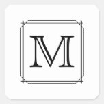 Ditt brev. Beställnings- Monogram. Svartvitt Klistermärken