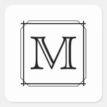 Ditt brev. Beställnings- Monogram. Svartvitt Klistermärken