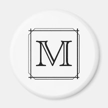Ditt brev. Beställnings- Monogram. Svartvitt Magneter