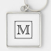 Ditt brev. Beställnings- Monogram. Svartvitt Nyckelringar