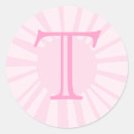 Ditt brev. Beställnings- rosa solstrålMonogram. Klistermärken