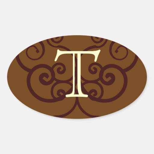 Ditt brev. Brun Monogram för anpassningsbar. Gamma Klistermärken