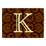 Ditt brev. Brun Monogram för anpassningsbar. Gamma Hälsnings Kort