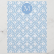 Ditt brev, Monogram. Blek - blåttdamastmodell Flygblad Designs