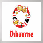 Ditt namn här! Beställnings- brevnolla-nalle Santa Posters