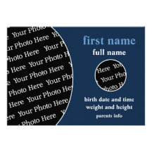DIY - foto 2 cirklar meddelande för födelse 5x7 Personliga Tillkännagivanden