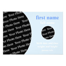 DIY - foto 2 cirklar meddelande för födelse 5x7 Personliga Inbjudan