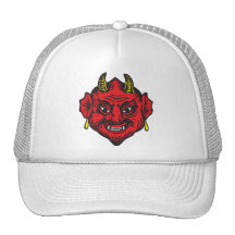 Djävulenhuvud (ljus rött & gult) trucker keps