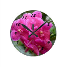 Djupt - rosa Vanda Orchid Vägg Klockor