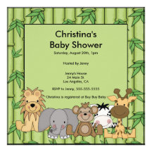 Djur baby showerinbjudan för djungel