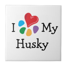 Djur Lover_I hjärta min Husky Kakelplatta Av Kerami