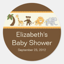 Djur neutral baby shower för djungelSafari Klistermärken