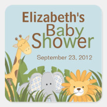 Djur neutral baby shower för djungelSafari Klistermärken