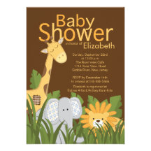 Djur neutral baby shower för djungelSafari Tillkännagivande