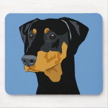 Dobermanhuvud, svart som är uncropped musmatta