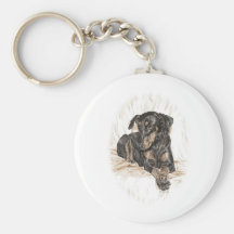 DobermanPinscherhund med naturligt öron Nyckel Ring
