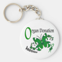 Donation för organ för målat glassfjäril 2 nyckel ringar