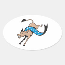 donkey-democrat-jumping-ribbon_EPS10.png Ovalformat Klistermärke