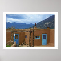 Dörrar för blått för Taos Pueblo 2 Posters
